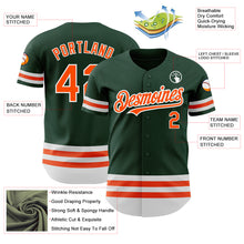 Load image into Gallery viewer, Custom Green Orange-White Line Authentic Baseball Jersey
