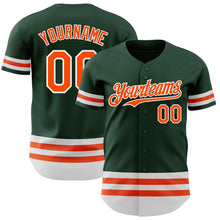 Load image into Gallery viewer, Custom Green Orange-White Line Authentic Baseball Jersey