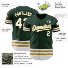 Load image into Gallery viewer, Custom Green White-Old Gold Line Authentic Baseball Jersey