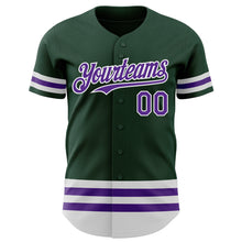 Load image into Gallery viewer, Custom Green Purple-White Line Authentic Baseball Jersey