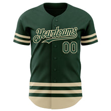 Load image into Gallery viewer, Custom Green Cream Line Authentic Baseball Jersey