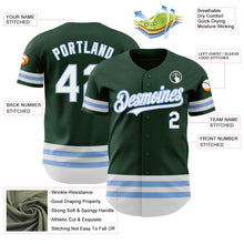 Load image into Gallery viewer, Custom Green White-Light Blue Line Authentic Baseball Jersey