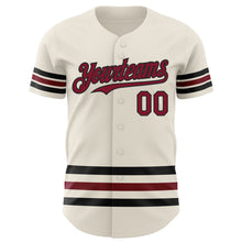 Load image into Gallery viewer, Custom Cream Crimson-Black Line Authentic Baseball Jersey