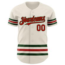 Load image into Gallery viewer, Custom Cream Red-Green Line Authentic Baseball Jersey