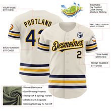 Load image into Gallery viewer, Custom Cream Navy-Gold Line Authentic Baseball Jersey