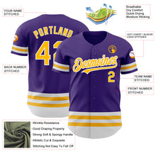 Load image into Gallery viewer, Custom Purple Gold-White Line Authentic Baseball Jersey