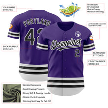 Load image into Gallery viewer, Custom Purple Black-White Line Authentic Baseball Jersey