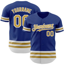 Load image into Gallery viewer, Custom Royal Old Gold-White Line Authentic Baseball Jersey