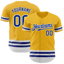 Load image into Gallery viewer, Custom Gold Royal-White Line Authentic Baseball Jersey