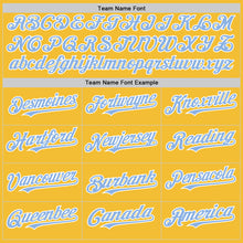 Load image into Gallery viewer, Custom Gold Light Blue-White Line Authentic Baseball Jersey