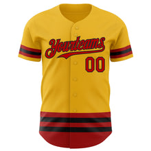 Load image into Gallery viewer, Custom Gold Red-Black Line Authentic Baseball Jersey