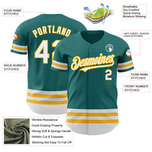 Load image into Gallery viewer, Custom Teal White-Gold Line Authentic Baseball Jersey