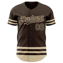 Load image into Gallery viewer, Custom Brown Cream Line Authentic Baseball Jersey