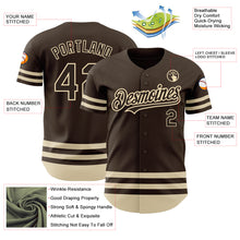 Load image into Gallery viewer, Custom Brown Cream Line Authentic Baseball Jersey