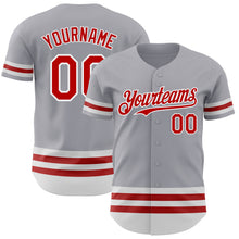 Load image into Gallery viewer, Custom Gray Red-White Line Authentic Baseball Jersey