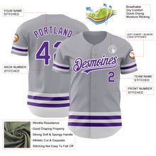 Load image into Gallery viewer, Custom Gray Purple-White Line Authentic Baseball Jersey