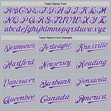 Load image into Gallery viewer, Custom Gray Purple-White Line Authentic Baseball Jersey