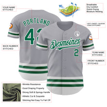 Load image into Gallery viewer, Custom Gray Kelly Green-White Line Authentic Baseball Jersey