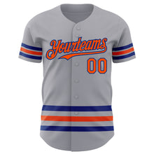 Load image into Gallery viewer, Custom Gray Orange-Royal Line Authentic Baseball Jersey