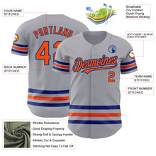 Load image into Gallery viewer, Custom Gray Orange-Royal Line Authentic Baseball Jersey