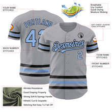 Load image into Gallery viewer, Custom Gray Light Blue-Black Line Authentic Baseball Jersey