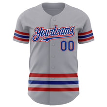 Load image into Gallery viewer, Custom Gray Royal-Red Line Authentic Baseball Jersey