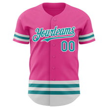 Load image into Gallery viewer, Custom Pink Teal-White Line Authentic Baseball Jersey