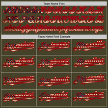 Load image into Gallery viewer, Custom Olive Vintage USA Flag Red-Cream Line Authentic Salute To Service Baseball Jersey