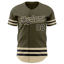 Load image into Gallery viewer, Custom Olive Black-Cream Line Authentic Salute To Service Baseball Jersey