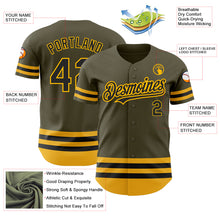 Load image into Gallery viewer, Custom Olive Black-Gold Line Authentic Salute To Service Baseball Jersey