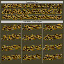 Load image into Gallery viewer, Custom Olive Black-Gold Line Authentic Salute To Service Baseball Jersey