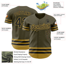 Load image into Gallery viewer, Custom Olive Black-Old Gold Line Authentic Salute To Service Baseball Jersey