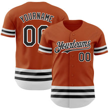 Load image into Gallery viewer, Custom Texas Orange Black-White Line Authentic Baseball Jersey