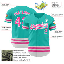 Load image into Gallery viewer, Custom Aqua Pink-White Line Authentic Baseball Jersey