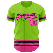Load image into Gallery viewer, Custom Neon Green Pink-Black Line Authentic Baseball Jersey