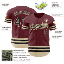 Load image into Gallery viewer, Custom Burgundy Black-Cream Line Authentic Baseball Jersey