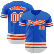 Load image into Gallery viewer, Custom Thunder Blue Orange-White Line Authentic Baseball Jersey