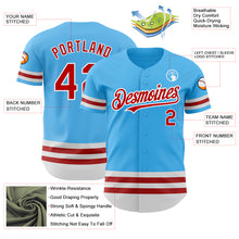 Load image into Gallery viewer, Custom Sky Blue Red-White Line Authentic Baseball Jersey