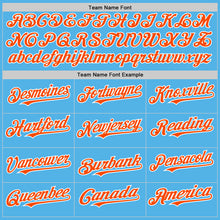 Load image into Gallery viewer, Custom Sky Blue Orange-White Line Authentic Baseball Jersey