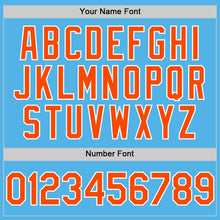 Load image into Gallery viewer, Custom Sky Blue Orange-White Line Authentic Baseball Jersey
