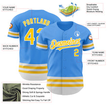 Load image into Gallery viewer, Custom Electric Blue Yellow-White Line Authentic Baseball Jersey