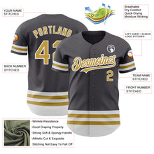 Load image into Gallery viewer, Custom Steel Gray Old Gold-White Line Authentic Baseball Jersey