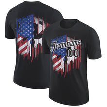 Load image into Gallery viewer, Custom Black White 3D American Flag Patriotic Performance T-Shirt