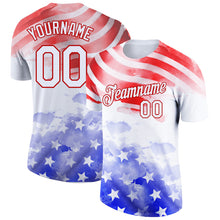 Load image into Gallery viewer, Custom White Red-Royal 3D American Flag Patriotic Performance T-Shirt