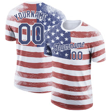 Load image into Gallery viewer, Custom Red Navy-White 3D American Flag Patriotic Performance T-Shirt