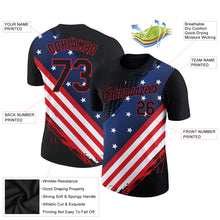 Load image into Gallery viewer, Custom Black Red-Royal 3D American Flag Patriotic Performance T-Shirt