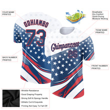 Load image into Gallery viewer, Custom White Navy-Red 3D American Flag Patriotic Performance T-Shirt