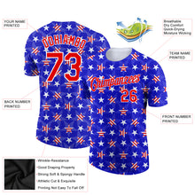 Load image into Gallery viewer, Custom Royal Red-White 3D American Flag Patriotic Performance T-Shirt