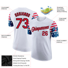 Load image into Gallery viewer, Custom White Red-Black 3D American Flag Patriotic Performance T-Shirt