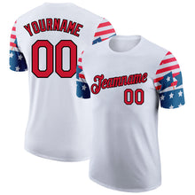 Load image into Gallery viewer, Custom White Red-Black 3D American Flag Patriotic Performance T-Shirt